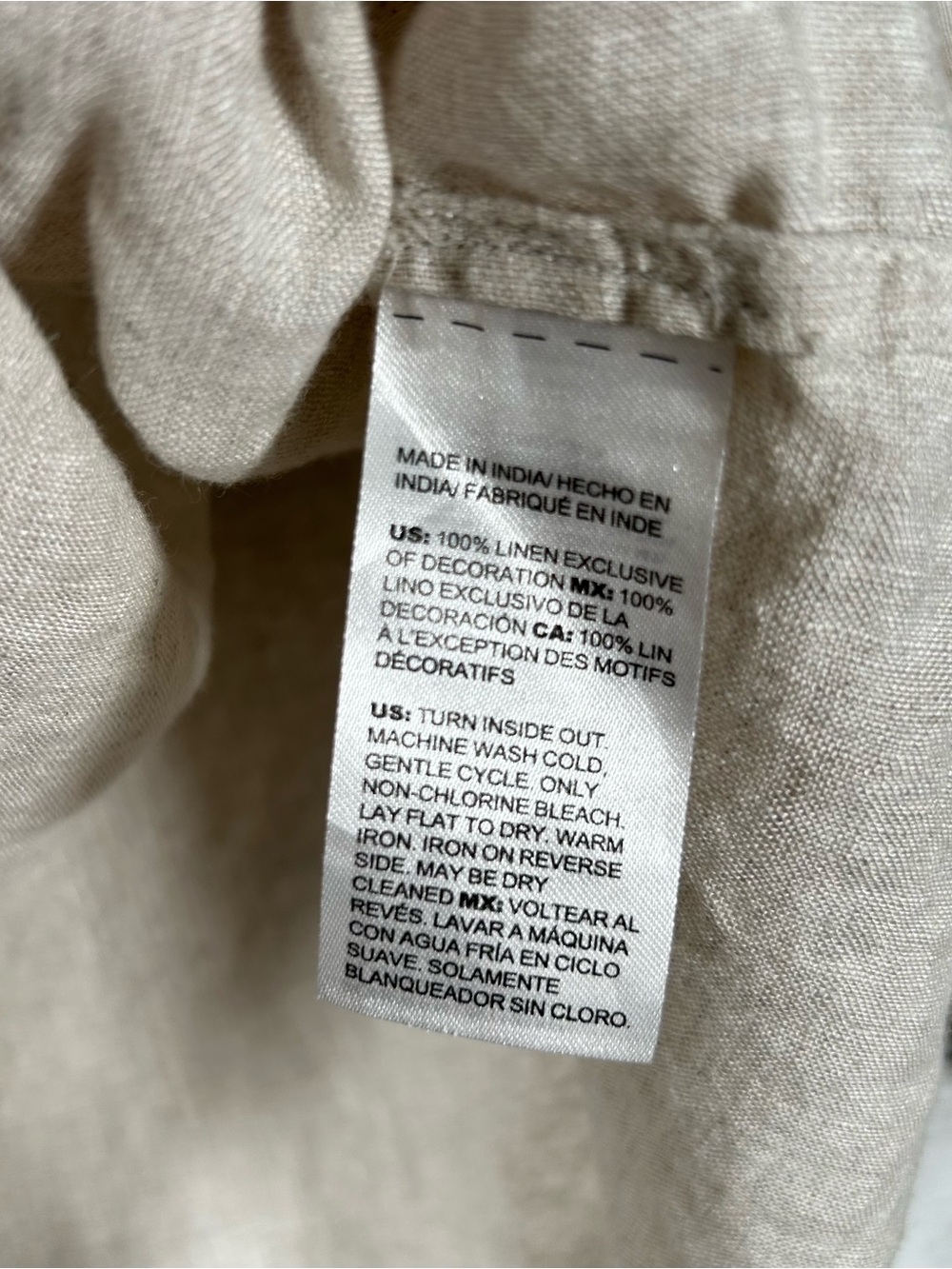 Chico’s 100% Linen Embroidered Boho Blouse Oatmeal Metallic Trim 3.5 XL - Picture 9 of 9